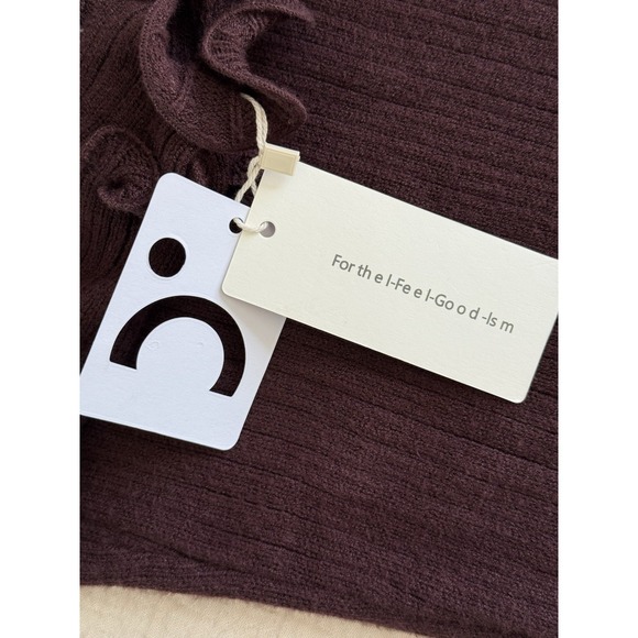 Commense Knit Maxi Sweater Dress XL Brown Burgundy Ruffle Ribbed - Picture 6 of 10